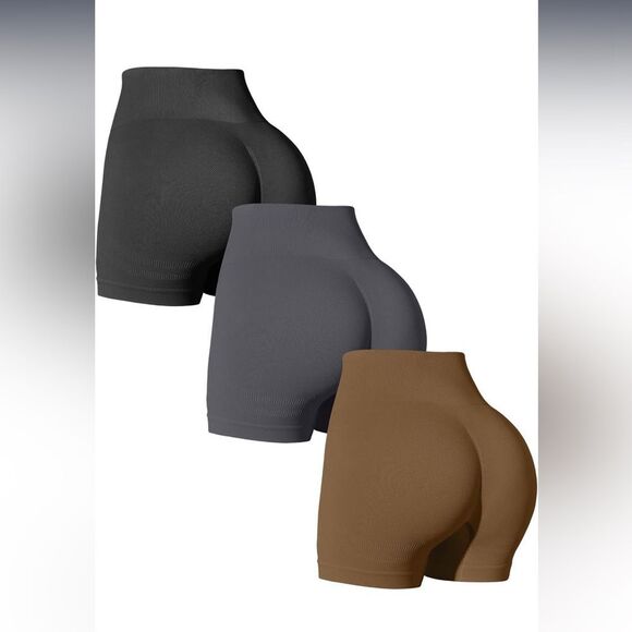 OQQ SET of 3 SEAMLESS SHORTS Black, Gray, and Brown Waist Trainer - Picture 1 of 3